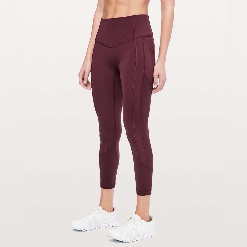 LULULEMON All The Right Places Crop Black and Bordeaux Drama Sz 4.